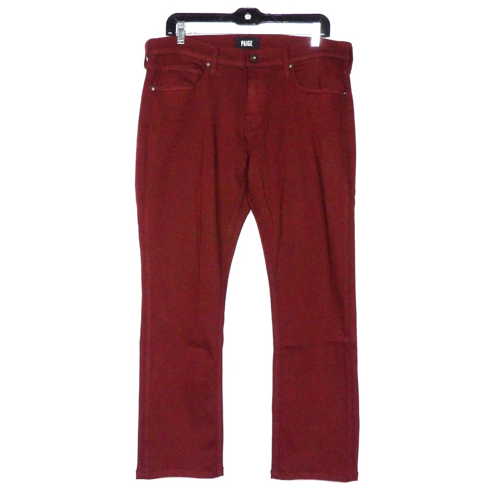 PAIGE Stretch Burgundy FEDERAL Slim Straight Leg Denim Jeans Men's 33 X 28